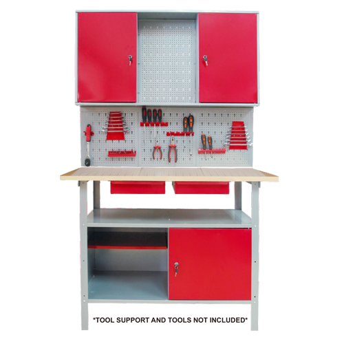 METAL WORKBENCH WITH CUPBOARD 120CM