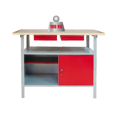 METAL WORKBENCH WITH CUPBOARD 120CM